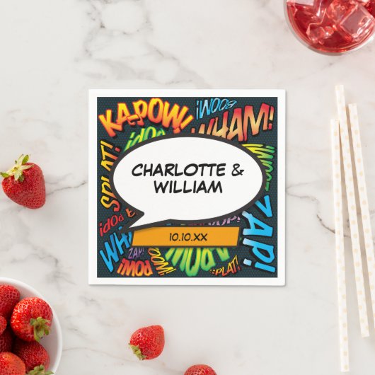 Modern Fun Typographic Comic Book Speech Bubble Serviette (Beispiel)