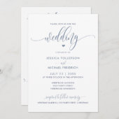 Modern Fun Wedding Typografie Dusty Blue Einladung (Vorne/Hinten)