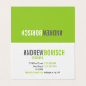 Modern Fun White Lime Green geklappt Visitenkarten (Außenseite Aufgefaltet)