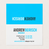 Modern Fun White Vivid Sky Blue geflogen Visitenkarten (Außenseite Aufgefaltet)