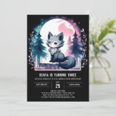 Modern Fun Wolf Birthday Einladung (Stehend Vorderseite)