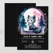 Modern Fun Wolf Birthday Einladung (Vorne/Hinten)