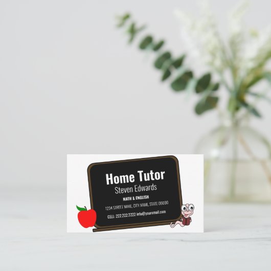 Modern Fun Zuhause Tutor Chalk Board Visitenkarte (Stehend Vorderseite)