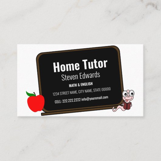 Modern Fun Zuhause Tutor Chalk Board Visitenkarte (Vorderseite)