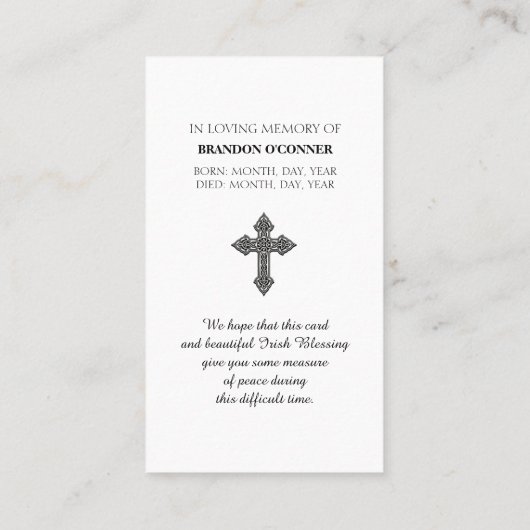 Modern Funeral  Celebration of Life Memorial  Visitenkarte (Rückseite)