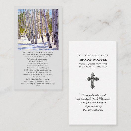 Modern Funeral  Celebration of Life Memorial  Visitenkarte (Vorne/Hinten)