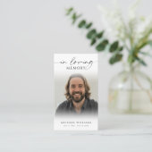 Modern Funeral In Loving Memory Photo Prayer Card Visitenkarte (Stehend Vorderseite)