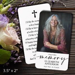 Modern Funeral Memorial Prayer Photo Card Visitenkarte