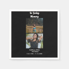 Modern Funeral Personalized 2 Photo Memoria Serviette