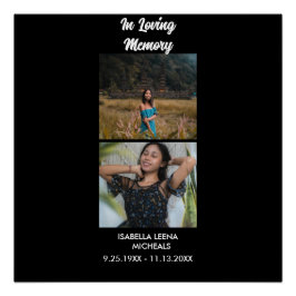 Modern Funeral Personalized 2 Photo Memorial Poster