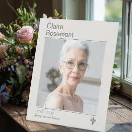 Modern Funeral Photo Cross Pedestal Sign Sockelschild