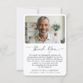 Modern Funeral Photo Script Thank You Dankeskarte (Vorderseite)