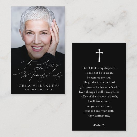 Modern Funeral Photo Sympathy Memorial Prayer Card Visitenkarte (Vorne/Hinten)