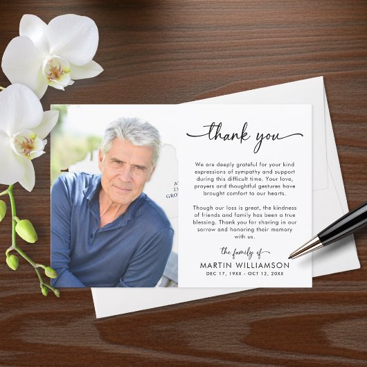 Modern Funeral Photo Thank You Sympathy Dankeskarte