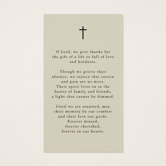 Modern Funeral Sympathy Photo Memorial Prayer Card (Rückseite)
