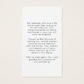 Modern Funeral Sympathy Photo Prayer Card (Rückseite)