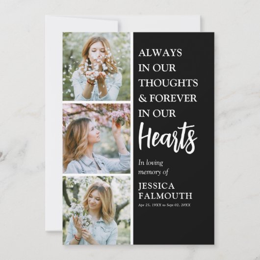 Modern Funerdenkmal Service FotoCollage Einladung (Vorderseite)