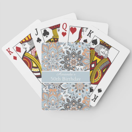 Modern Fünfzig Geburtstag Bohemisch Mandala Spielkarten (Rückseite)