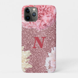 Modern funkeln Blush pink Initial und Name Glitzer Case-Mate iPhone Hülle