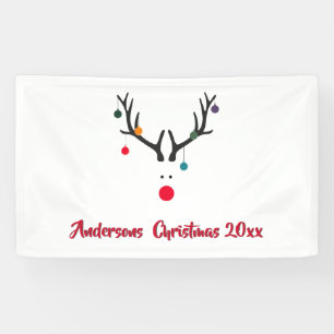 Modern funny abstract Christmas reindeer on white Banner