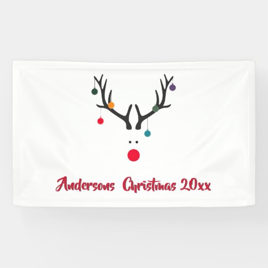 Modern funny abstract Christmas reindeer on white Banner (Horizontal)