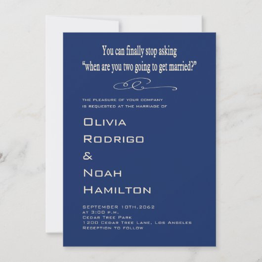 Modern Funny Black White Wedding Invitation Einladung (Vorderseite)