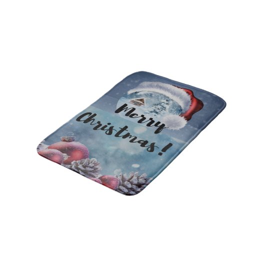 Modern funny cute Christmas reindeer      Badematte (Schrägansicht)