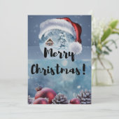 Modern funny cute Christmas reindeer Einladung (Stehend Vorderseite)