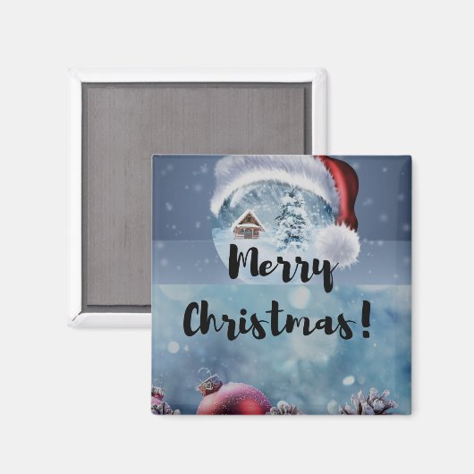 Modern funny cute Christmas reindeer Magnet (Vorderseite/Rückseite)