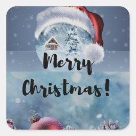 Modern funny cute Christmas reindeer      Quadratischer Aufkleber