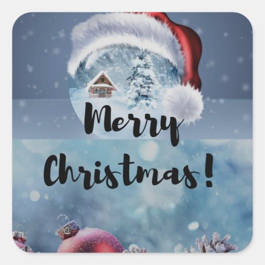 Modern funny cute Christmas reindeer Quadratischer Aufkleber (Vorderseite)