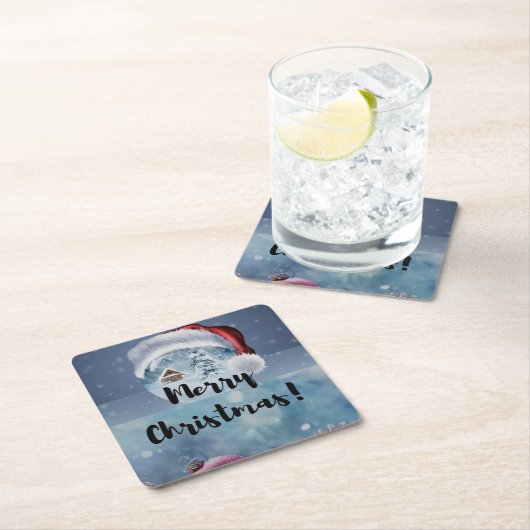 Modern funny cute Christmas reindeer      Rechteckiger Pappuntersetzer (Vor Ort)