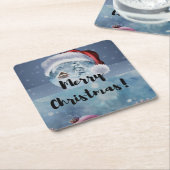 Modern funny cute Christmas reindeer Rechteckiger Pappuntersetzer (angewinkelt)