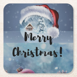 Modern funny cute Christmas reindeer      Rechteckiger Pappuntersetzer