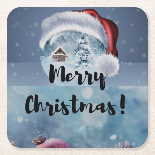 Modern funny cute Christmas reindeer Rechteckiger Pappuntersetzer (Vorderseite)