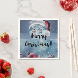 Modern funny cute Christmas reindeer      Serviette