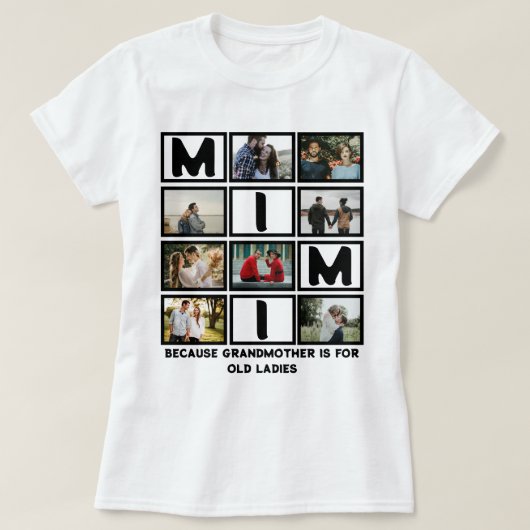 Modern Funny Großmutter Niedlich Mimi 8 Foto Colla T-Shirt (Design vorne)