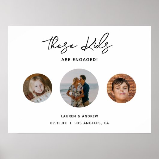 Modern Funny Kids Foto Engagement Party-Zeichen Poster (Vorne)