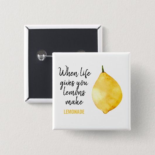 Modern Funny Lemon Yellow Zitat Button (Vorne & Hinten)