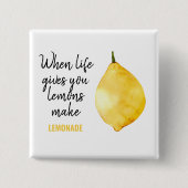 Modern Funny Lemon Yellow Zitat Button (Vorderseite)