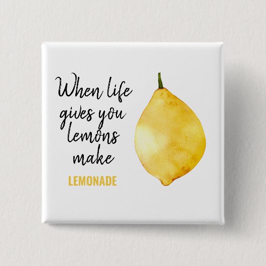 Modern Funny Lemon Yellow Zitat Button (Vorderseite)
