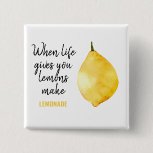 Modern Funny Lemon Yellow Zitat Button