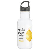 Modern Funny Lemon Yellow Zitat Edelstahlflasche (Vorderseite)