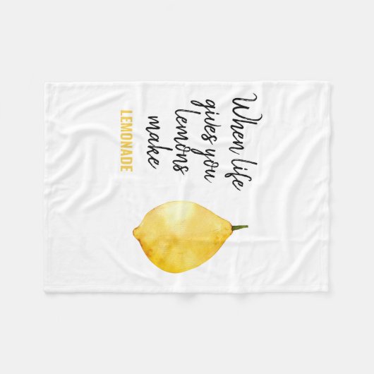 Modern Funny Lemon Yellow Zitat Fleecedecke (Vorderseite (Horizontal))