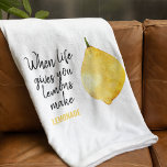 Modern Funny Lemon Yellow Zitat Fleecedecke<br><div class="desc">Modern Funny Lemon Yellow Zitat</div>