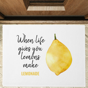 Modern Funny Lemon Yellow Zitat Fußmatte