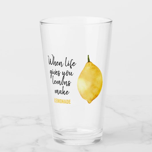 Modern Funny Lemon Yellow Zitat Glas (Vorderseite)