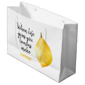 Modern Funny Lemon Yellow Zitat Große Geschenktüte (Vorderseite Schrägansicht)