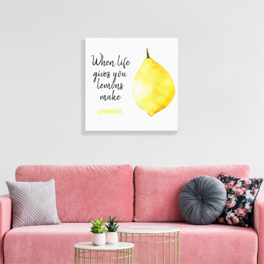 Modern Funny Lemon Yellow Zitat Leinwanddruck (Insitu (Wohnzimmer))