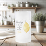 Modern Funny Lemon Yellow Zitat Mattglas Bierglas<br><div class="desc">Modern Funny Lemon Yellow Zitat</div>